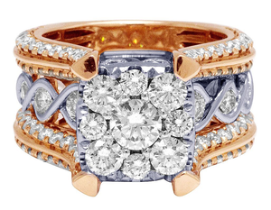 Two Tone S925 Sterling Silver <b>Gold</b> Plated Moissanite Diamond Luxury Bridal Statement <b>Ring</b> For Women - Product Image 1