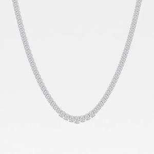 Factory Direct High Jewelry 14K Solid Gold Exclusive Handmade <b>Tennis</b> Chain <b>Necklace</b> Studded With Emerald Cut Lab Diamonds Bulk - Product Image 3