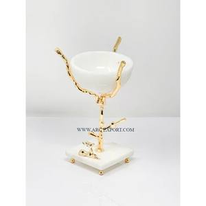 Blanc Marbre Maison Oud Brûleur De Luxe Qualité Or Poli Feuille Conception Support En Métal Verre Transparent Brûleur D'encens Prix Le Plus Bas - Product Image 3