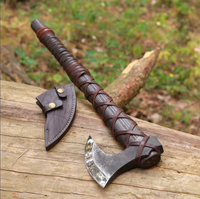 Hache Viking Ragnar à lame en acier à haute teneur en carbone, manche en bois de frêne, hache barbue forgée, pour survie en extérieur, camping, usage industriel