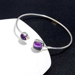 Bracelet en argent sterling 925 massif avec pierre précieuse améthyste violette naturelle, vente chaude, cadeau de bijoux fins pour filles et femmes - Product Image 2