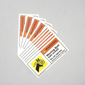 WARNING Moving belt can crush Do not operate without guard in place Polycarbonate Waterproof 3M Adhesive Packaging Labels M05 - Product Image 2