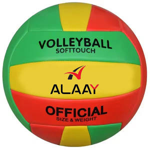 Pelota de voleibol de cuero de PVC impresa colorida del fabricante Alaay pelota deportiva cosida diseñada por máquina - Product Image 1