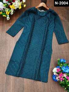 <b>Indian</b> Ethnic Wear Premium Slub Cotton Top with Beautiful Chikankari Work Ready to Wear Fancy Kurtis with Plus Size <b>for</b> Women - Product Image 3