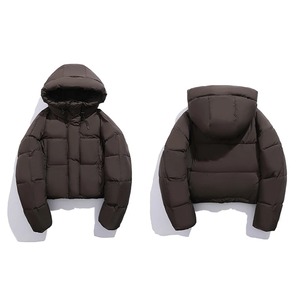 Abrigo de Otoño Invierno para mujer, Parkas recortadas con capucha, chaqueta holgada informal cálida de gran tamaño, chaqueta acolchada a la moda - Product Image 4
