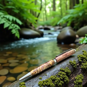 Bolígrafo de madera Burl hecho a mano Premium, punta suave de 0,7mm para regalos corporativos - Product Image 4