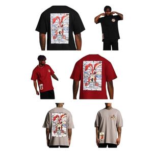 T-shirt pour homme coupe classique, streetwear, uni, grande taille, poids lourd, 100% coton tricoté, OEM ODM - Product Image 3