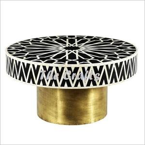 Support à gâteau en métal et en bois avec incrustation Support à gâteau couleur or noir pour mariage et fiançailles - Product Image 1