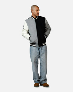 Nouveaux hommes grande taille poignets côtelés et veste universitaire noire pour hommes Letterman College Baseball Bomber Bomber veste - Product Image 4