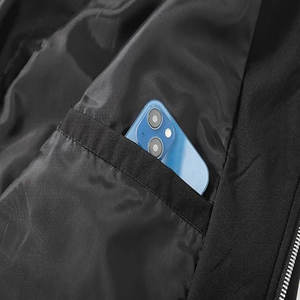 Blouson bombardier en jean noir pour hommes personnalisé OEM Streetwear vintage d'hiver Veste de moto à col montant et fermeture éclair en cuir lavé à l'avant - Product Image 3