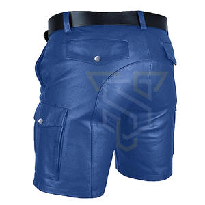 Pantalones cortos de gimnasio de cuero para hombre, ligeros y cómodos, pretina elástica, pantalones cortos de cuero con cierre de cremallera, decoración con patrón - Product Image 5