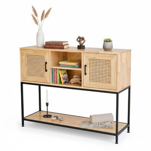 KTB68171 Armoire décorative de style scandinave 120x40x105cm en bois de caoutchouc avec structure en fer pour salon ou salle à manger - Product Image 1