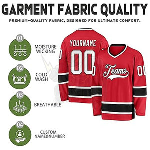 Usine sur mesure maillots de Hockey sur glace transfert de chaleur imprimé uniformes d'équipe en gros maillots de Hockey vierges unisexe adultes 100% - Product Image 3