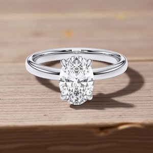 1.66 Carat F-G/VS Lab Grown Ovale Forme Ronde Diamant Prong Set Solitaire Bague de Fiançailles en Argent Pour Femmes - Product Image 3