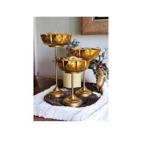 Soporte de vela Urli martillado con cuenco de estilo fresco con mesa de decoración festiva interior para el hogar flotante diya - Product Image 1