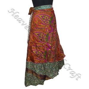 New Beach Wear Vintage Silk Saree Magic 38 Inch <b>Long</b> Length Wrap Reversible Vintage Silk Magic Wrap <b>Skirt</b> Hot Casual Wear Sari - Product Image 6