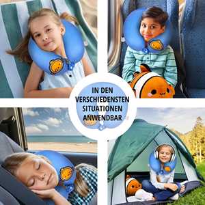 Adoramals Clownfish Oreiller de voyage 2-en-1 portable et gonflable en coton et polyester à mémoire de forme Swapseazzz Logo pour Voitures et Bureau - Product Image 5