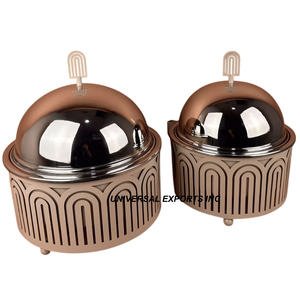 Mother Of Pearl Hotpot Round Shape Dinnerware Designer Casserole High Quality Kitchen Ware Metal <b>Food</b> <b>Warmer</b> - Product Image 5