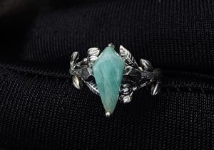 แหวนเงินแท้ 925 ประดับอเมซอนไนต์ทรงว่าว ชุบทอง งานแฮนด์เมด เครื่องประดับพลอย ขายส่ง รับสั่งทำ - Product Image 2