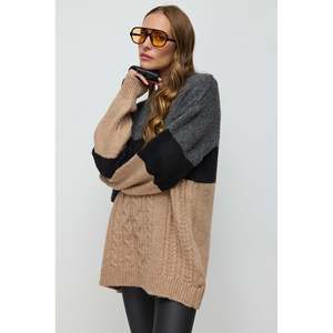 Suéter de Punto Cómodo para Mujer, Talla Grande, Colorido y Transpirable con Logotipo Frontal, Estilo Casual, Cálido y Decorado con Estampado - Product Image 3