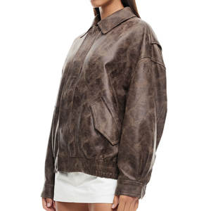 Chaqueta de Cuero Genuino y Lona para Mujer, Diseño Moderno, Alta Calidad, Manga Larga, Logotipo Personalizado, Transpirable, Secado Rápido, Tejido Informal - Product Image 2