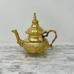 <b>Set</b> Of 2 Modern Creative Art Designer Brass Made Silver Shiny Polished Brass <b>Tea</b> <b>Pot</b> And Kettle With Handle And Top Lid Supplies - Product Image 5