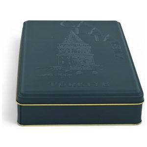 Caja de Regalo Rectangular Negra Mate de 200x300x46 mm, Diseño Personalizado Kontensan, Caja de Hojalata para Alimentos, Grado Alimenticio, Turquía - Product Image 1