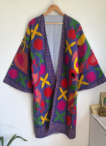 Bulk Selling Long Suzani Embroidery Bohemian Cotton Breathable <b>Canvas</b> Woven Ladies Jackets & Kimonos - Product Image 5