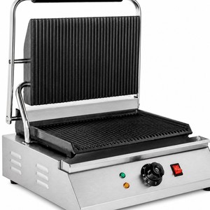 Prensa de Contacto Eléctrica Comercial para Panini, 220V, Cabezal Único, para Hoteles, Catering, Buffet, Sándwiches y Filetes - Product Image 1
