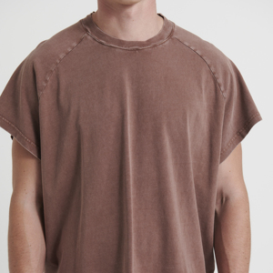 Venta al por mayor de camisetas recortadas 100% algodón de los hombres de hombro caído camiseta logotipo personalizado de microfibra de alta calidad Camiseta corta Lisa para los hombres - Product Image 2