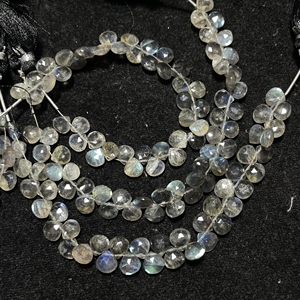 Labradorite perles briolette en forme de coeur à facettes, perles calibrées 8MM, boutique de perles en gros - Product Image 3