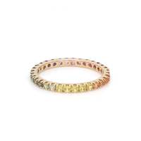 Bague de mariée fine en argent sterling 925 plaqué or 18 carats vermeil, sertie de saphirs arc-en-ciel taillés, style éternité, vente chaude