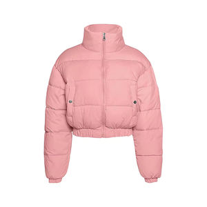 Veste courte matelassée de luxe pour femmes pour l'hiver, élégante et résistante à l'eau, isolée avec col haut, cordon de serrage réglable - Product Image 1