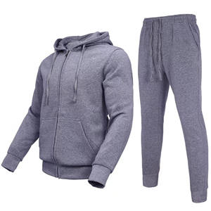 Venta al por mayor de ropa de correr para hombre a granel personalizado en Blanco polar Jogger chándal conjuntos Sudadera con capucha sudadera dos piezas conjunto chándal - Product Image 1