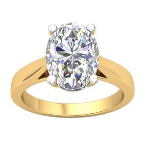 Bague pour femme en or jaune et blanc 9 carats, design classique de luxe, 2,28 carats, clarté VS, diamant de laboratoire, couleur EF, taille brillant, bijoux - Product Image 1