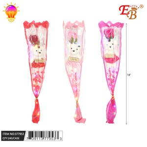 18\" Single <b>Flower</b> with <b>Bear</b> and Light 240pcs/CS Valentine's Day Supplies - Product Image 1
