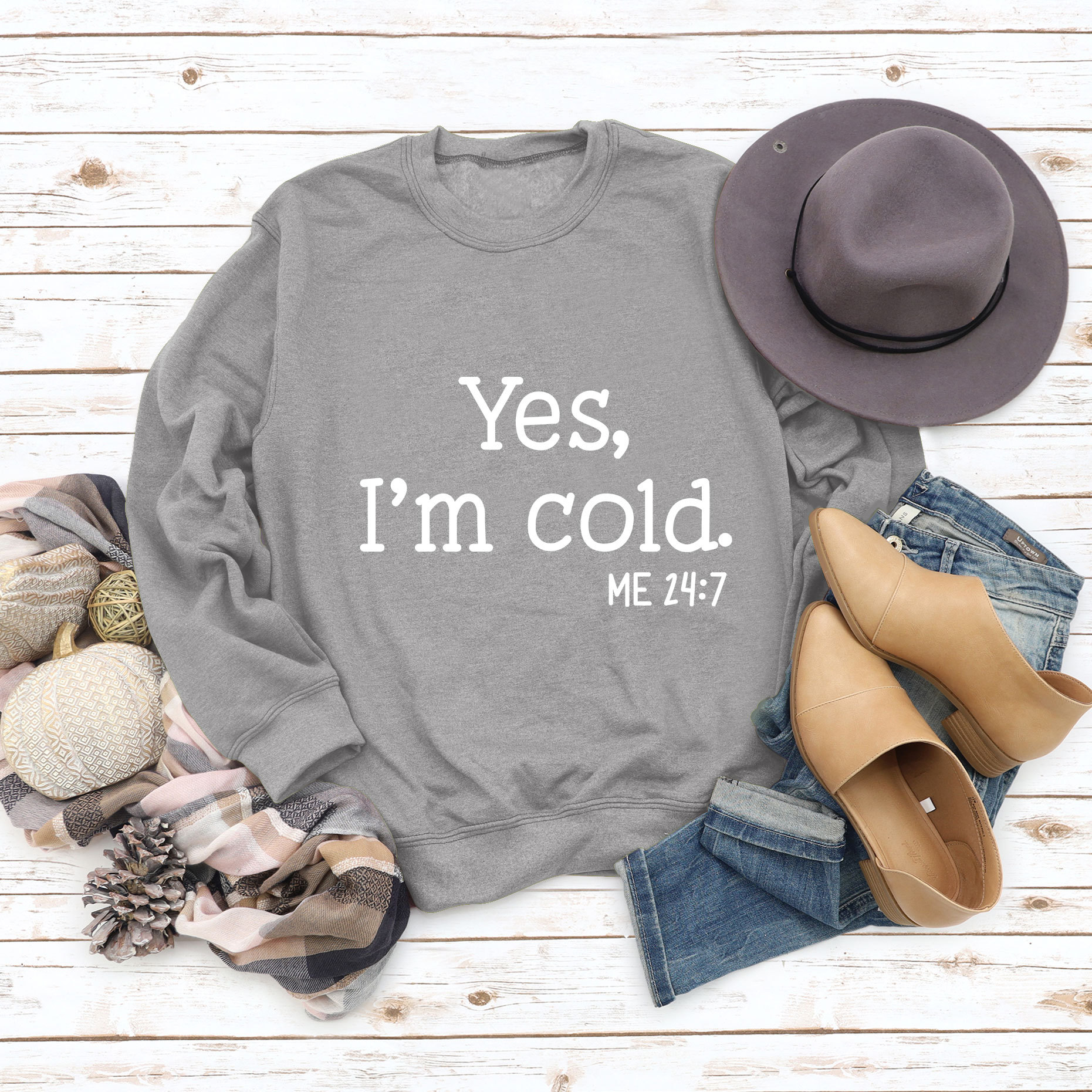 Gray sweatshirt (white font)