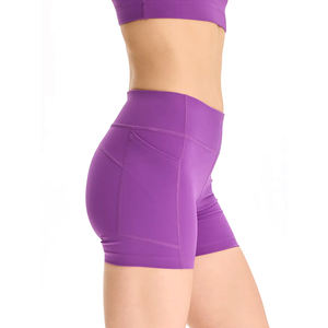 Nueva llegada de color sólido de la aptitud de desgaste de los pantalones cortos de entrenamiento de los pantalones cortos de verano de cintura alta de moda de las mujeres - Product Image 5