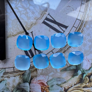 เบาะเหลี่ยมเพชรพลอย8มม. ตัดเป็นพลอยโอนิกซ์สีฟ้าเงางามเป็นธรรมชาติหลวมปรับน้ำหนักได้สำหรับการทำเครื่องประดับและของตกแต่ง - Product Image 3