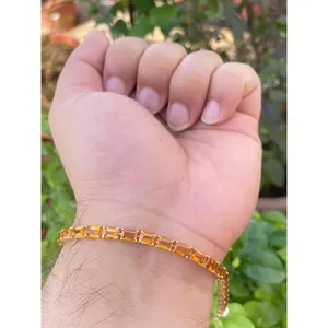 กำไลข้อมือเทนนิสทอง 14K ประดับซิทรินธรรมชาติ งานแฮนด์เมด เครื่องประดับหรูหรา ขายส่ง - Product Image 3