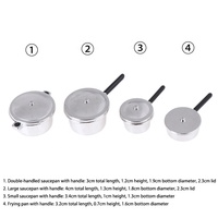Nouvel ensemble de 4 ustensiles de cuisine miniatures, accessoires pour maison de poupée, mini poêle en métal, modèle de jouet de cuisine