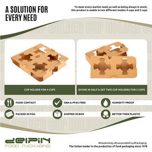 Porte-gobelet en carton carré jetable de luxe fabriqué en Italie porte-gobelet à emporter prêt à expédier - Product Image 3