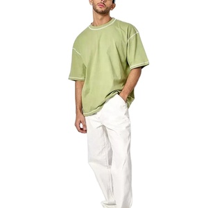 Best Selling Pakistan-Made Casual Men's <b>Drop</b> Shoulder T-Shirts Loose Fit O-Neck Solid Pattern Men's <b>Acid</b> Wash T-Shirts For Men - Product Image 1