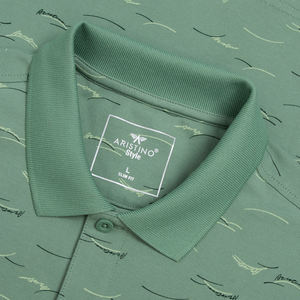 เสื้อสำหรับผู้ชายผ้าคอตตอนสไตล์ชนชั้นสูงเข้ารูปพิมพ์ลาย APS100S3แขนสั้นสมาร์ทลำลองขายส่งราคาถูก - Product Image 6