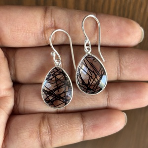 ต่างหูพลอยสีดำเงินสเตอริง925ขายดีที่สุดสำหรับผู้หญิงเครื่องประดับเพชรการรักษาแฟชั่นราคาโรงงานของขวัญ - Product Image 1