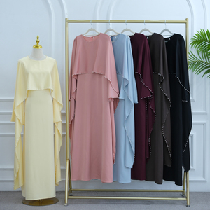 Robe Abaya Loriya 2026 ornée de perles, robe kaftan de luxe à manches cape, robe maxi en satin élégante et modeste, robe musulmane <span class=keywords><strong>pour</strong></span> femmes - Product Image 3