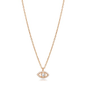 Collar con Diseño de Ojo y Piedra CZ, Amuleto de la Suerte, Joyería Turca al por Mayor, Hecha a Mano en Estambul, Plata de Ley 925 - Product Image 6