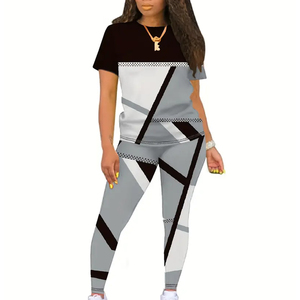 ชุดสองชิ้นลำลองของผู้หญิงใหม่พิมพ์ลายหลากสีฤดูใบไม้ผลิฤดูร้อน - Product Image 4