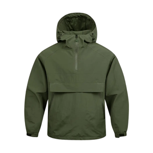 <b>Men's</b> Stand Collar <b>Black</b> Hooded Windbreaker <b>Jacket</b> <b>Long</b> Sleeve Drawstring Waist Zipper Closure Polyester Fabric - Product Image 3