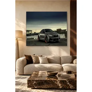 Impression sur toile BMW Fida Gray avec jantes orange au crépuscule - Product Image 2